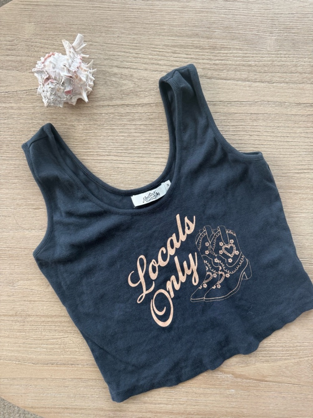 Nectar Clothing Black "Locals Only" Graphic Crop Tank Top